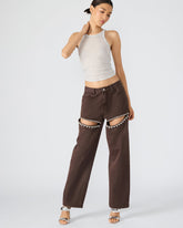 TAYLOR Jean Cocoa Brown Women's Cutout Jeans | Steve Madden