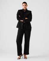 PARC Black Crystal Rhinestone Embellished Long-Sleeved Button-Up Denim Women's Jacket | Steve Madden