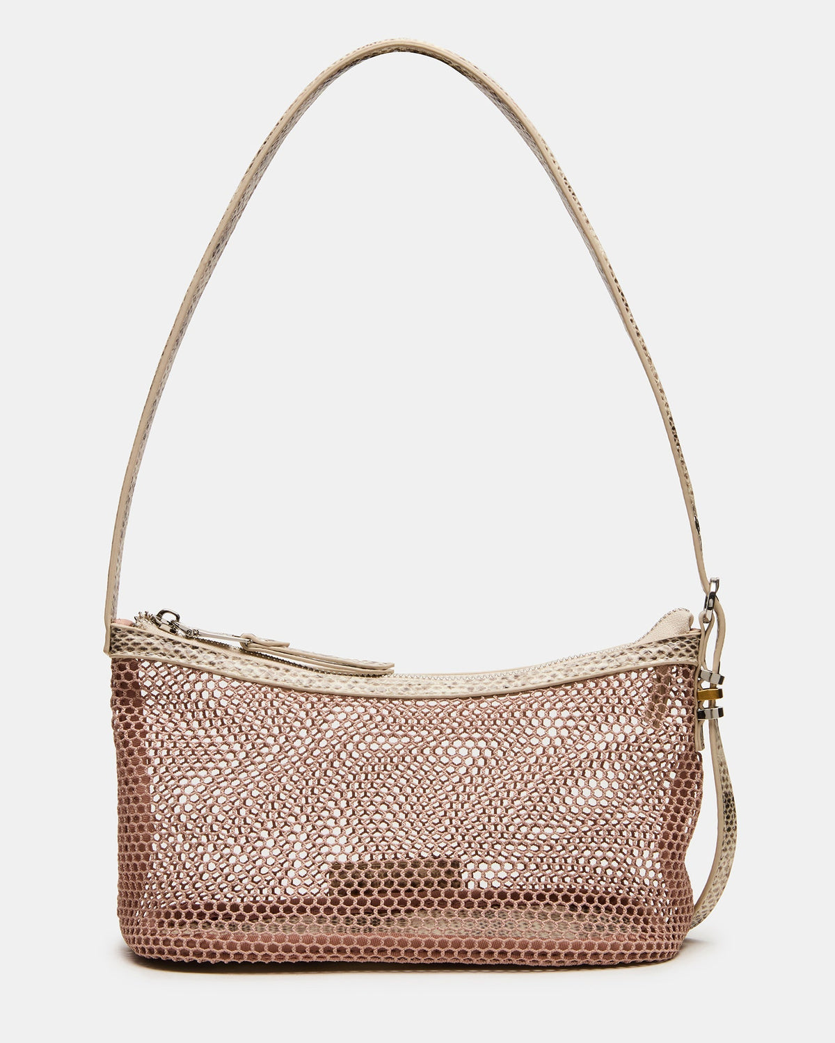 LUCIELL Blush Strap Mesh Structured Bottom Shoulder Handbag | Steve Madden