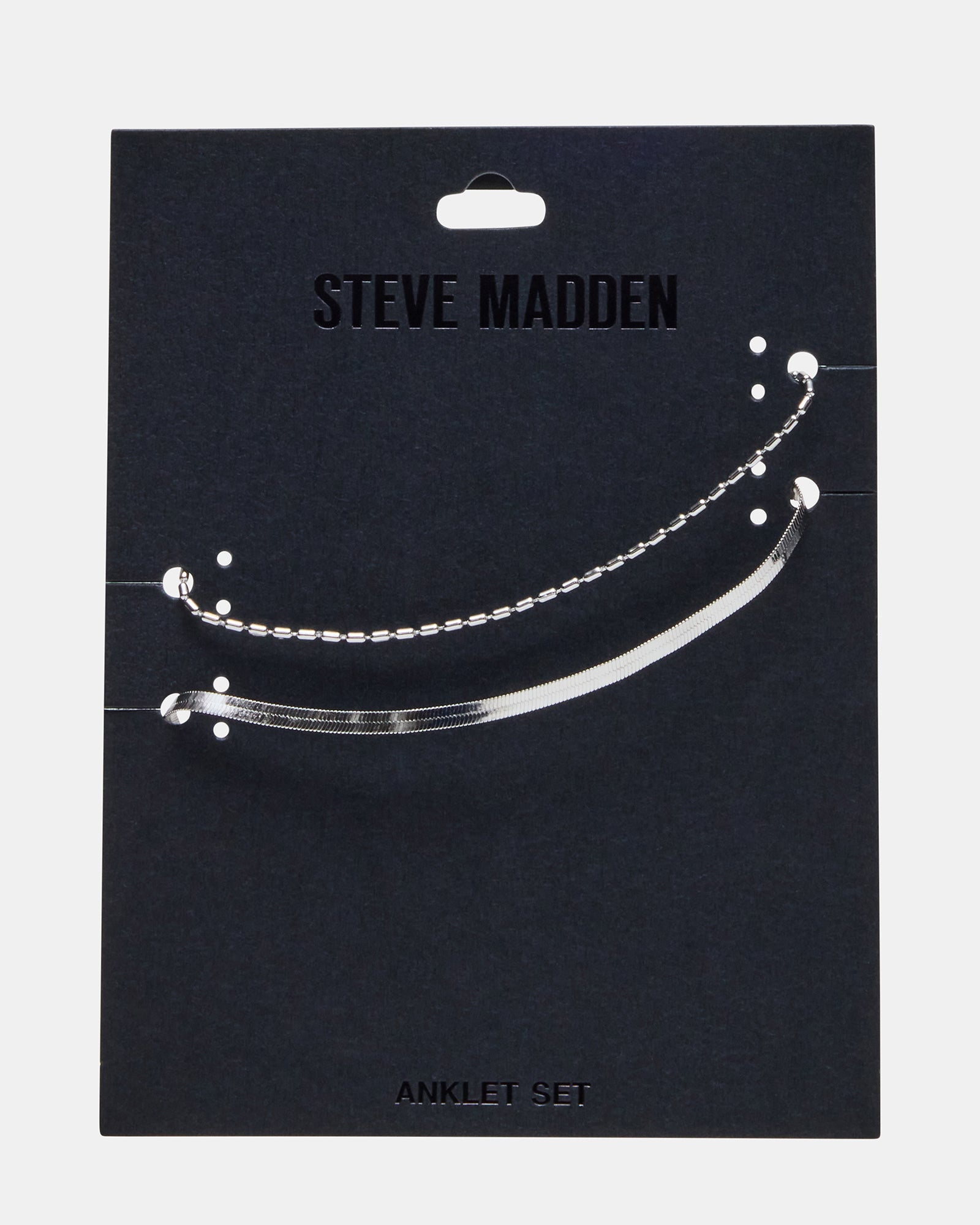 HERRINGBONE CHAIN ANKLET SET SILVER Women's Anklet | Steve Madden