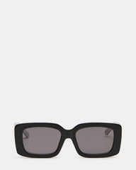 ASHLIN Black/White Frame Rectangle Grey Lens Sunglasses | Steve Madden