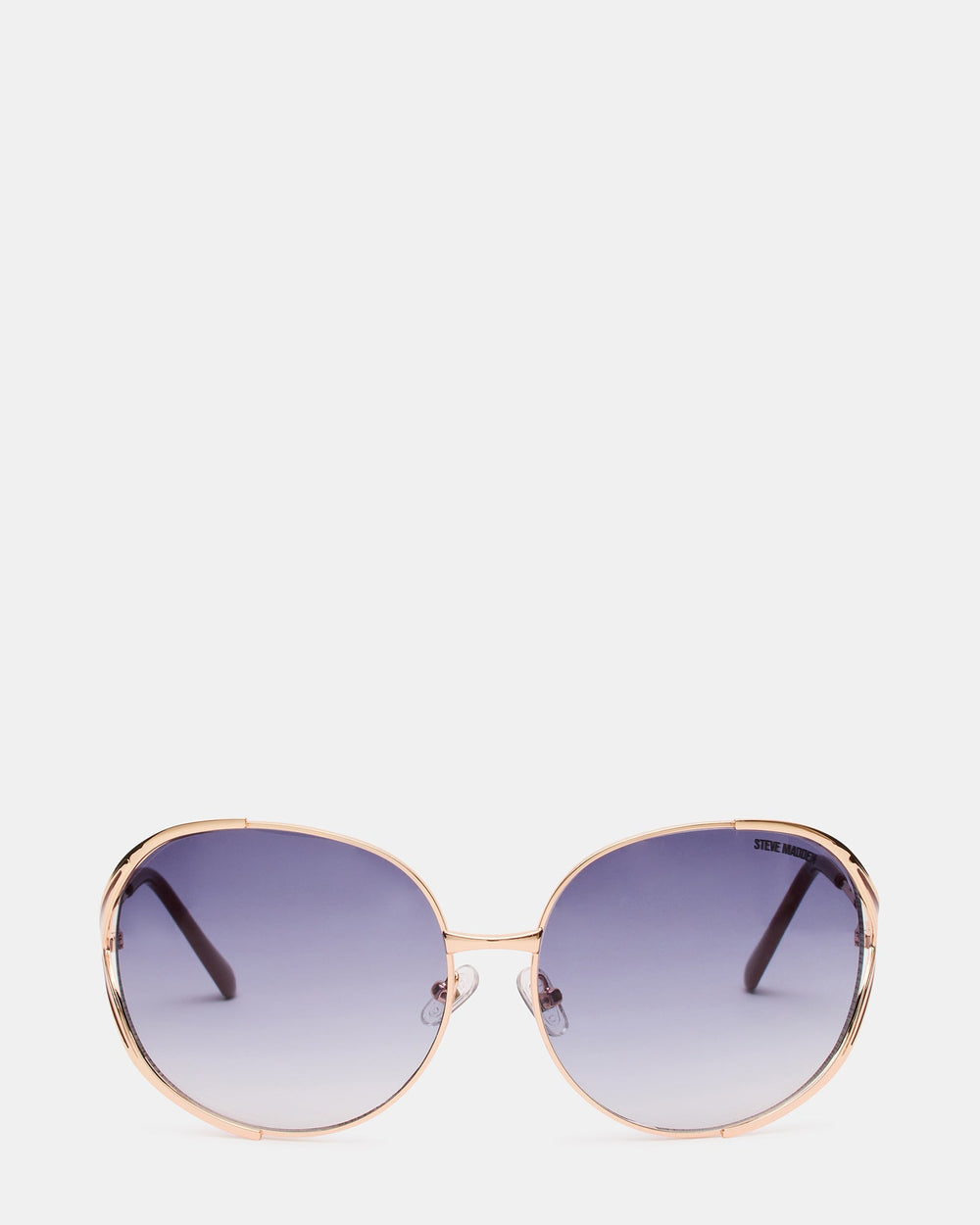 GLORIE Gold Frame Round Purple Gradient Lens Sunglasses | Steve Madden