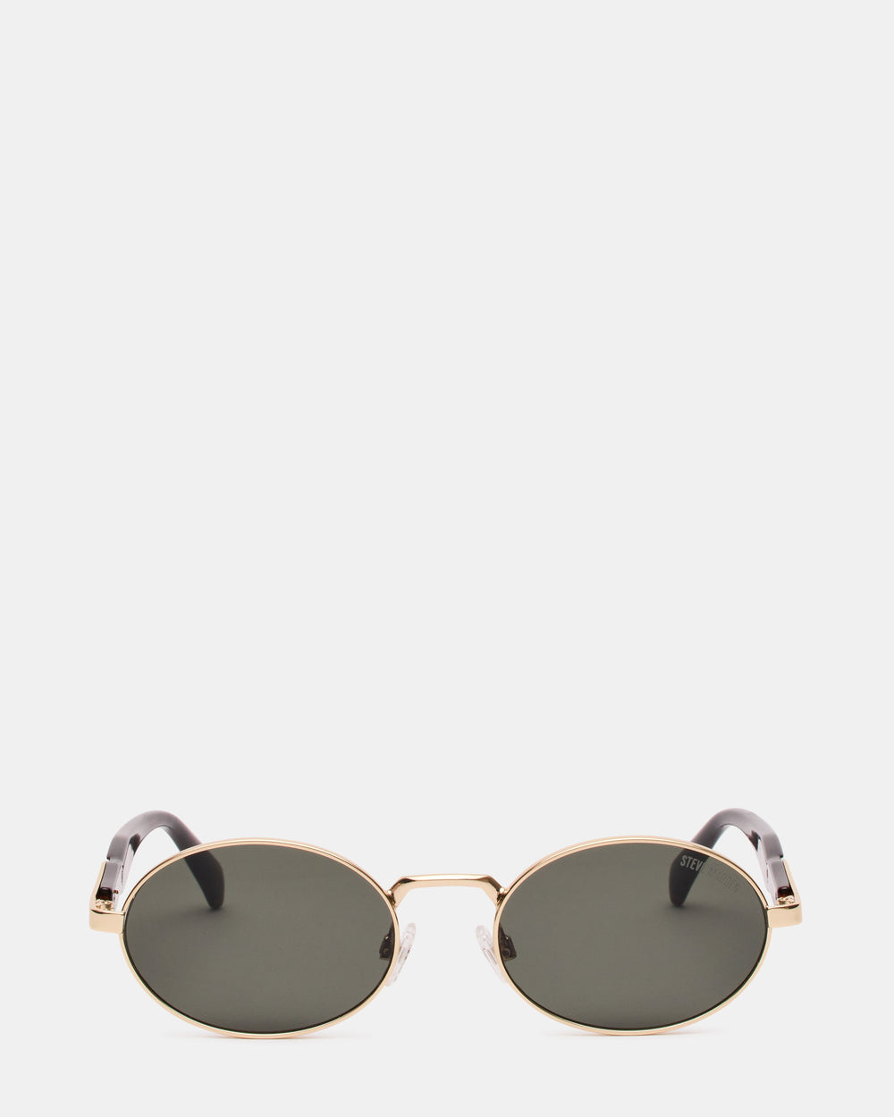 LANDY Gold Frame Oval Charcoal Lens Sunglasses | Steve Madden