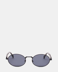 LANDY Black Frame Oval Black Lens Sunglasses | Steve Madden