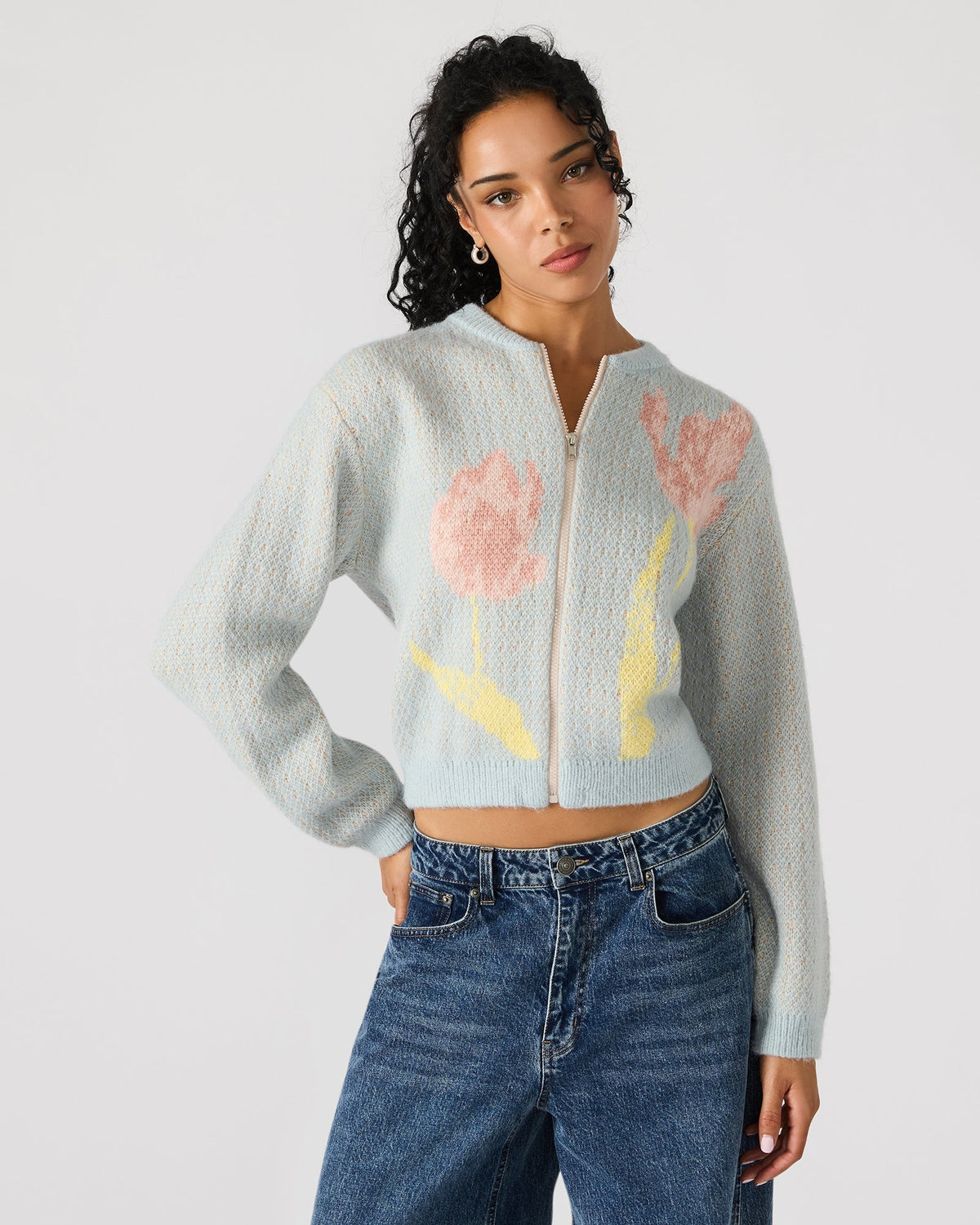 JENA Multi Long-Sleeved Zip-Up Women's Sweater Jacket | Steve Madden