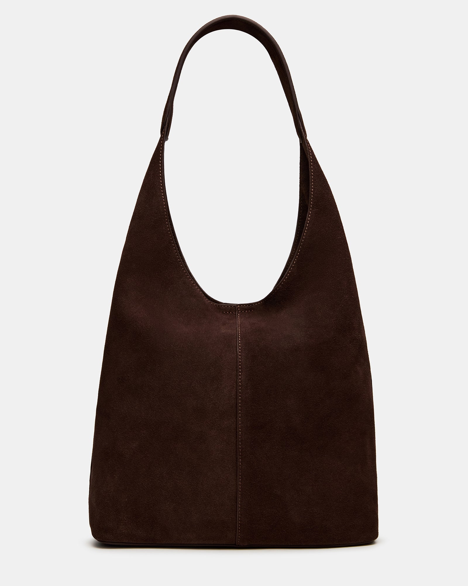 AUTUMN Bag Chocolate Shoulder Strap Slouchy Hobo Suede Tote Handbag | Steve Madden