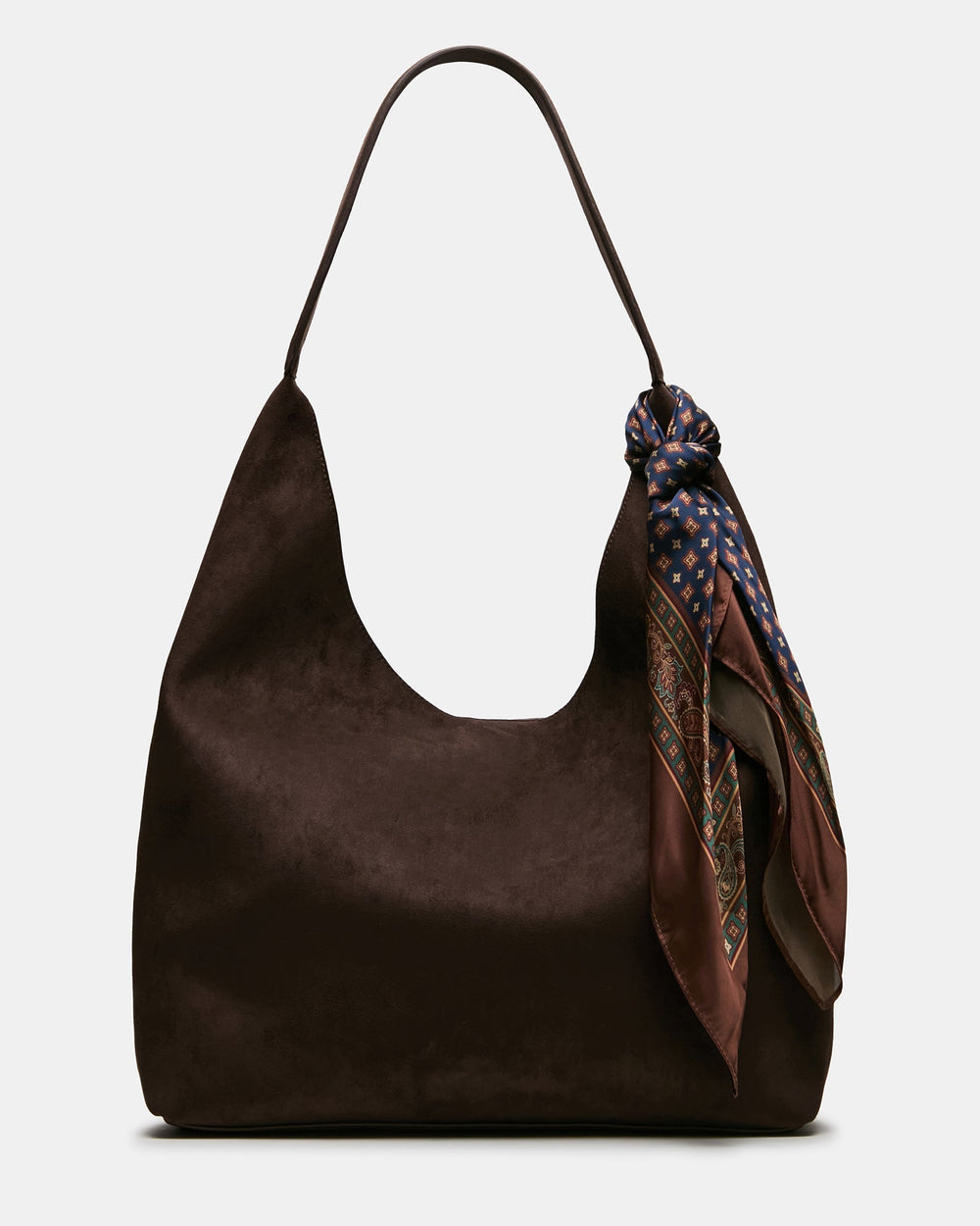 LENORES Brown Bag Scarf Faux Suede Tote Handbag | Steve Madden