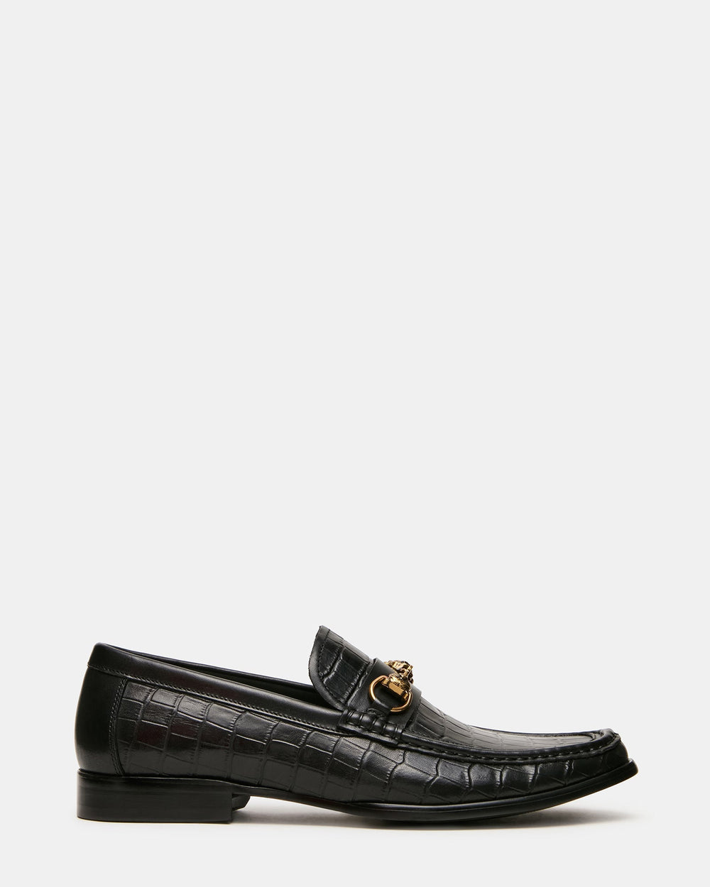 BROOKLYN Black Crocodile Horsebit Slip-On Men's Loafer | Steve Madden