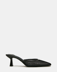 ALYSE Black Mesh Square-Toe Mule Women's Kitten Heel | Steve Madden