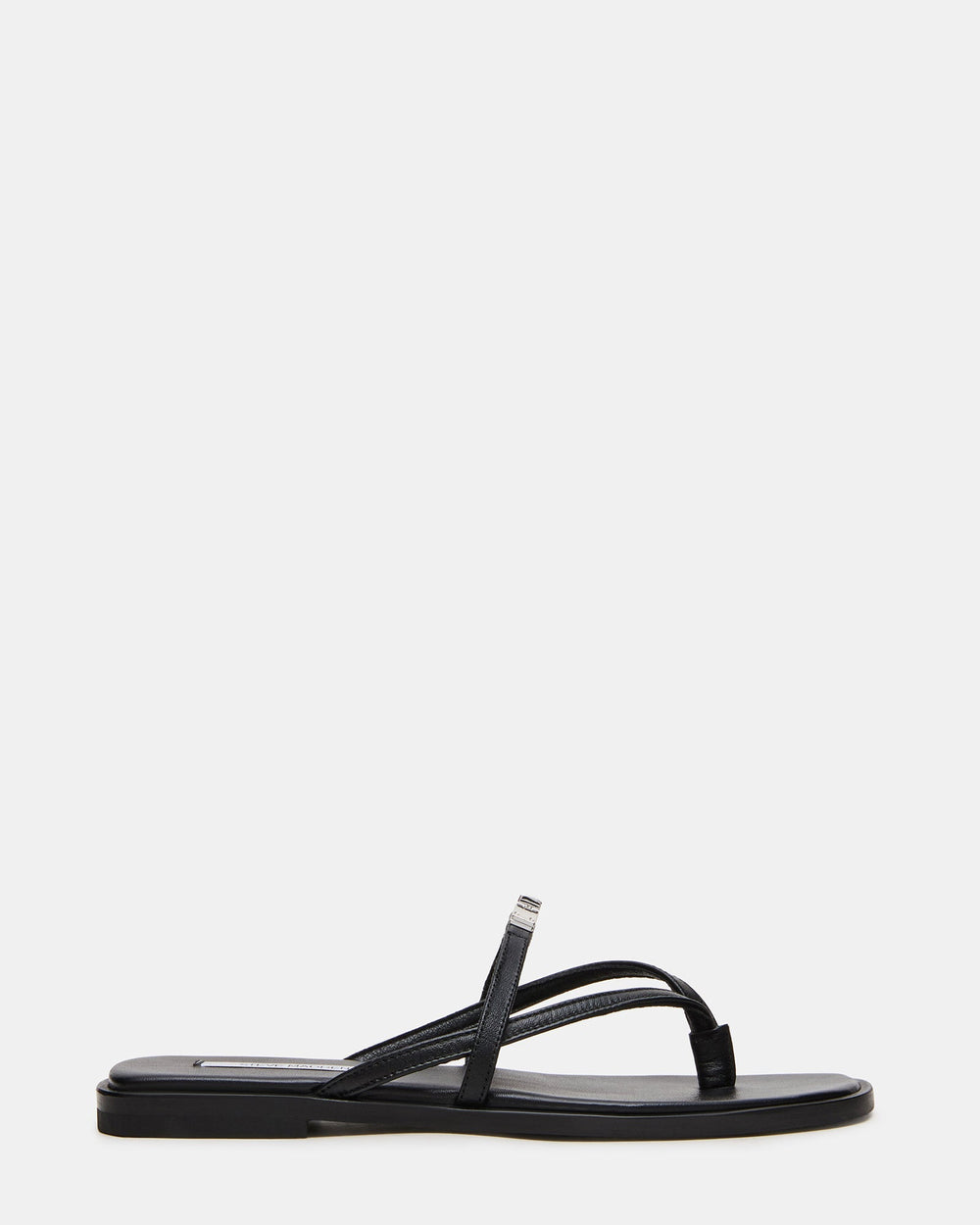 CATALINA Black Leather Thong Square-Toe Women's Sandal | Steve Madden