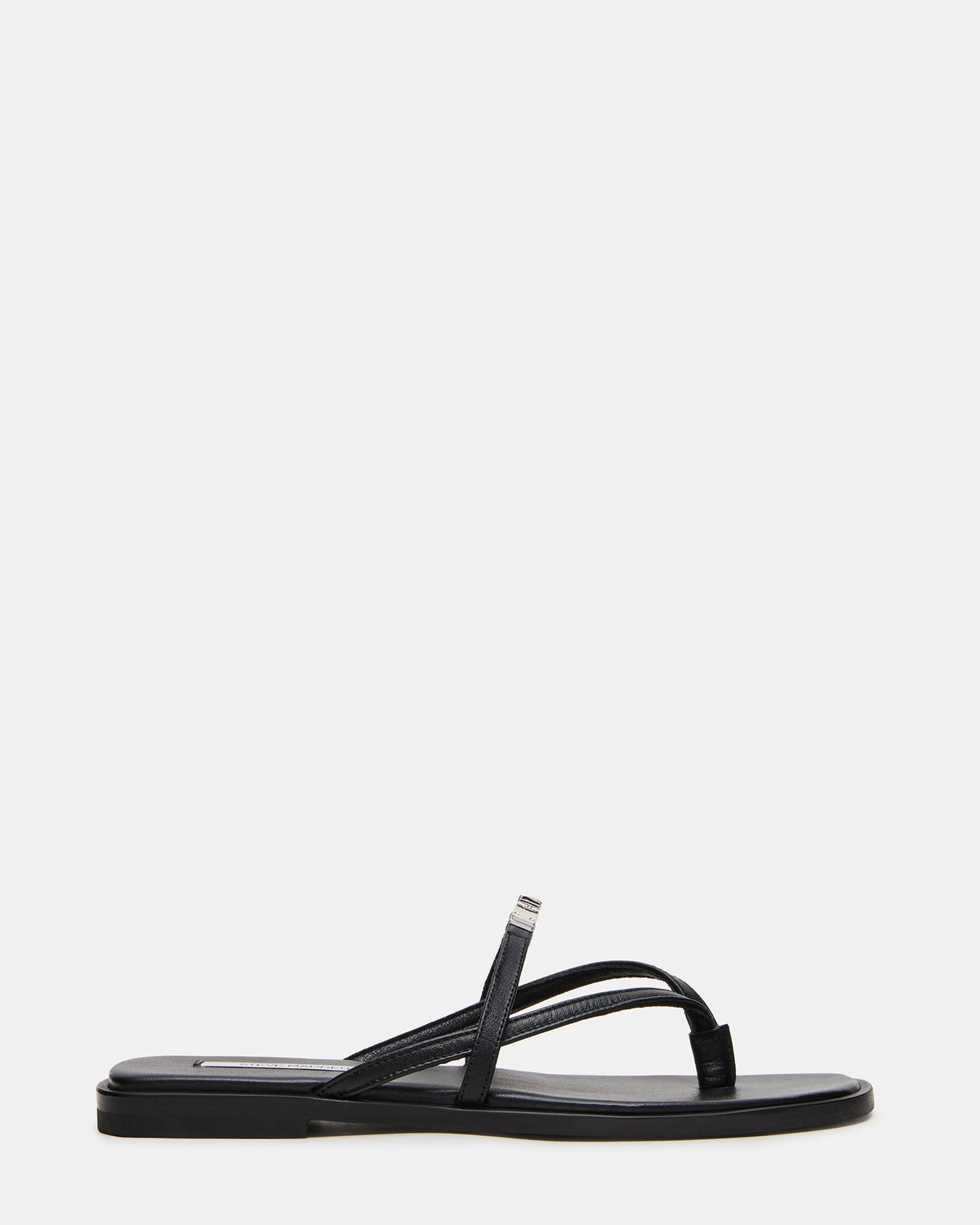 CATALINA Black Leather Thong Square-Toe Women's Sandal | Steve Madden