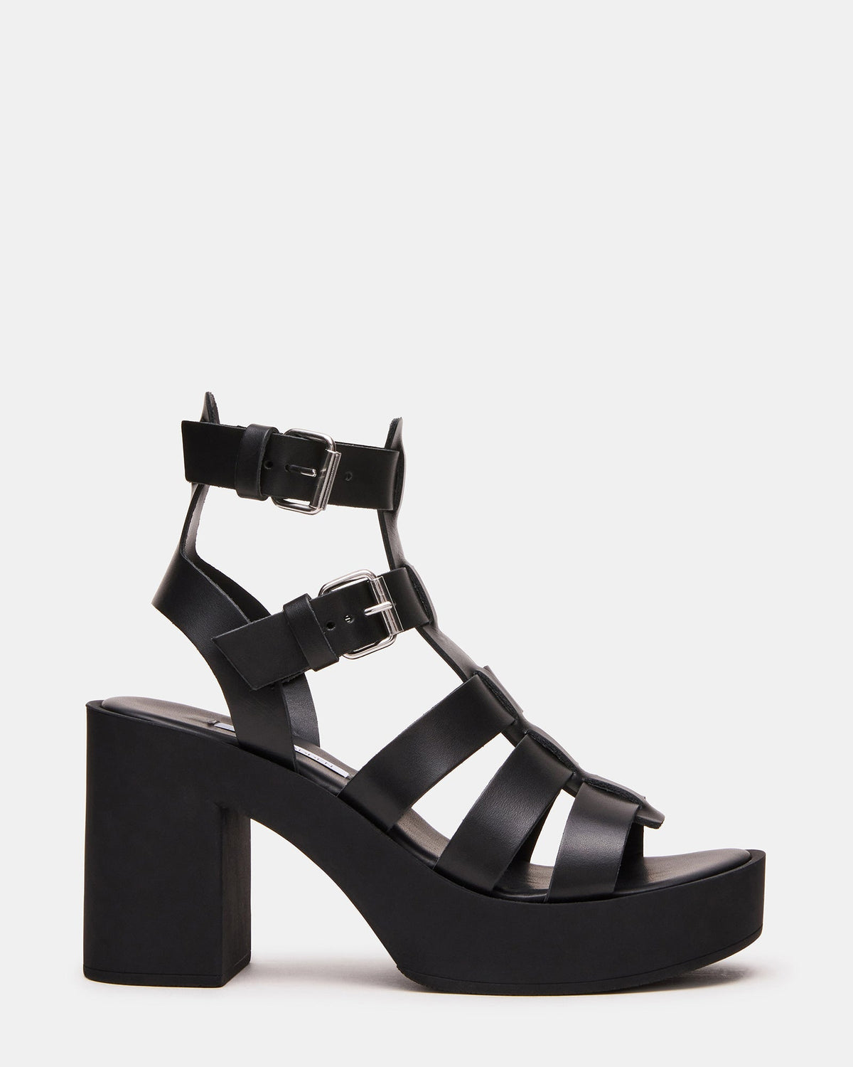 ESME Black Leather Fisherman Strappy Platform Women's Sandal | Steve Madden