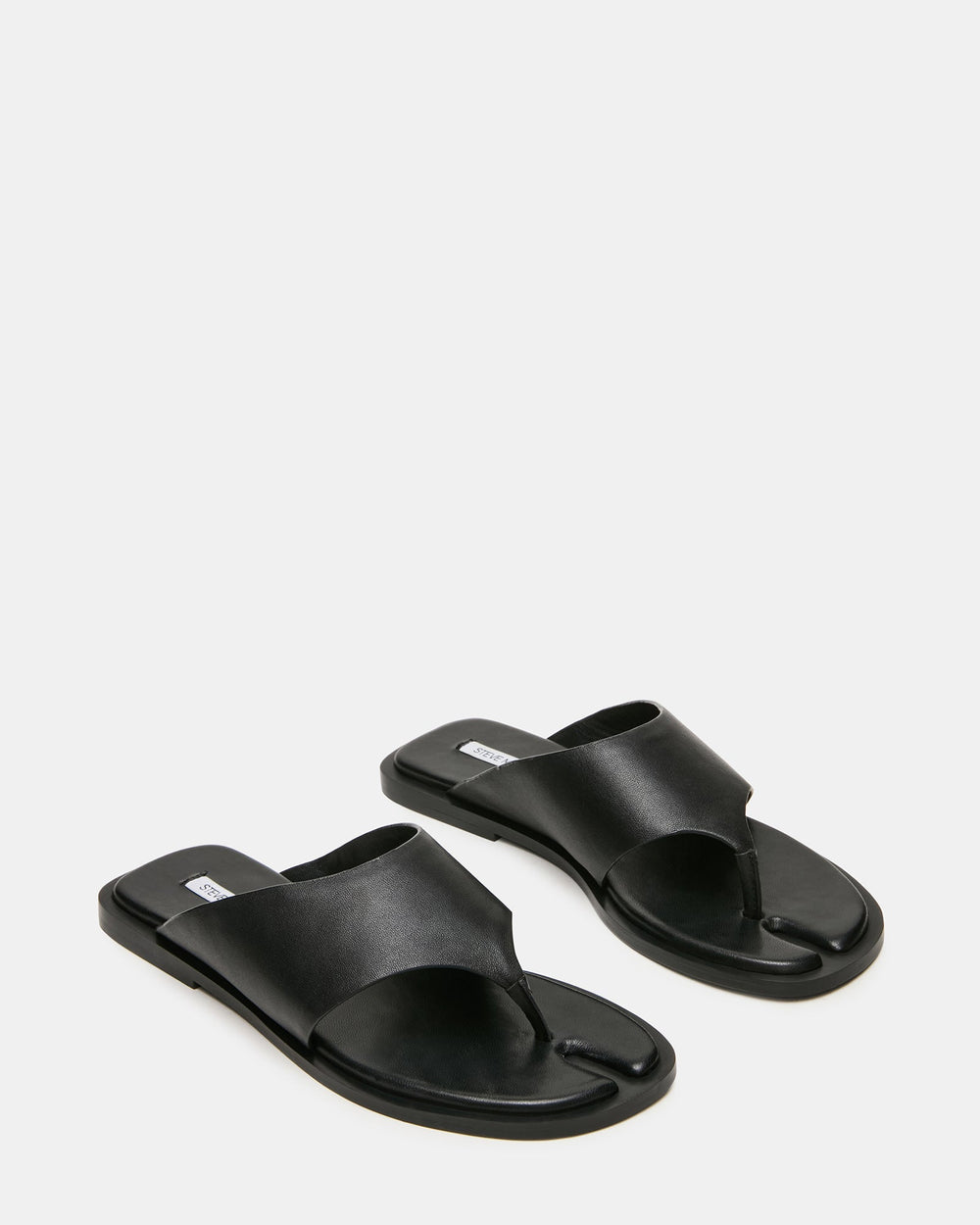 ILLIA Black Leather Tabi-Inspired Thong Women's Sandal | Steve Madden