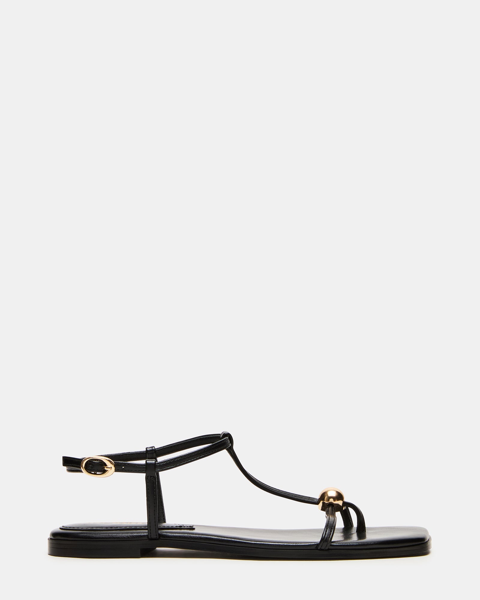 RITZY Black Square-Toe Strappy Women's Sandal | Steve Madden