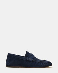 ROGER Navy Suede Slip-On Women's Loafer | Steve Madden